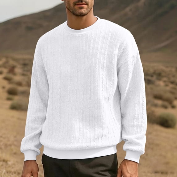 Sokhug Men's Crewneck Pullover Sweater Lightweight Casual Twist Knitted Sweaters
