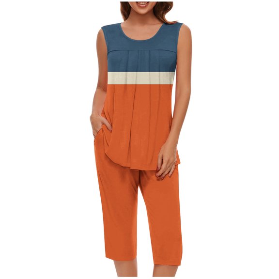 Sokhug Pajama Set for Women 2 Piece Lounge Set Sleeveless Tops and Shorts Soft Summer Sleepwear