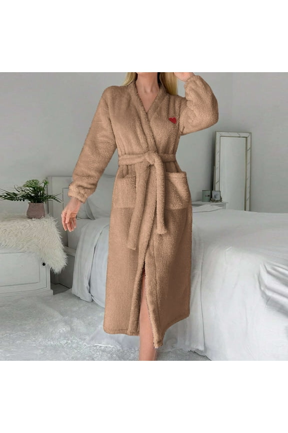 Plush Robes for Women Soft Winter Fleece Bathrobe for Women, L