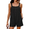 thumbnail image 1 of Sokhug Romper Sleeveless For Women Cotton Button Front with Pockets Casual Loose Fit Summer Jumpsuit Shorts, 1 of 6