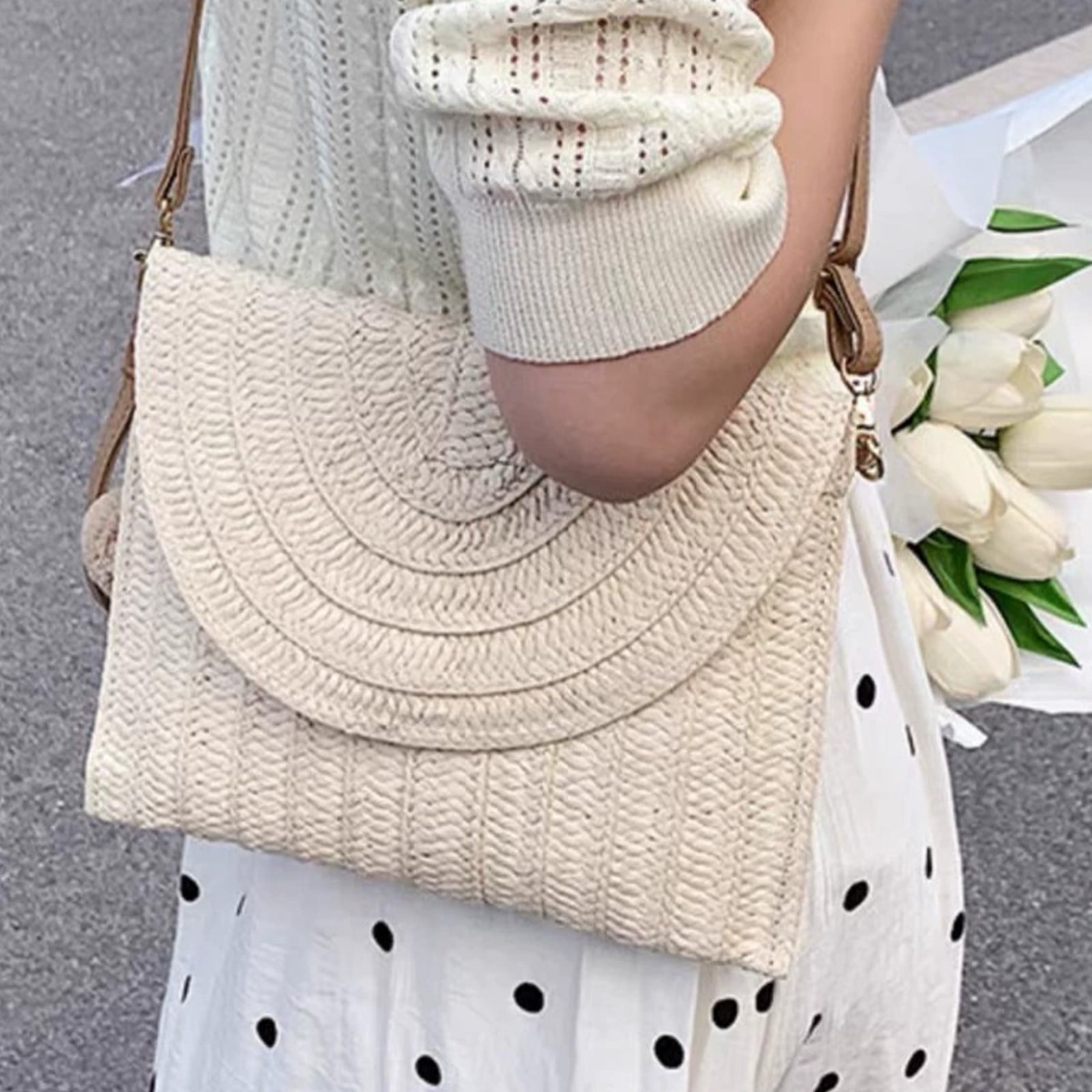 Beach Straw Purse For Women: Large Straw Bags Crossbody Shoulder...