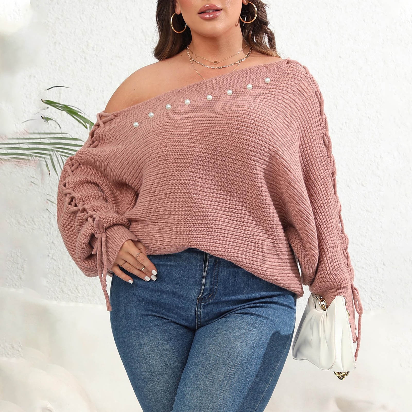 Plus Size Round Neck Long Sleeve Sweater