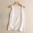 thumbnail image 1 of Sokhug Tank Top for Womens Round Neck Wide Strap Sleeveless Linen Cotton Tee, Loose Fit Casual Soft Comfy Breathable Summer Blouse, 1 of 5