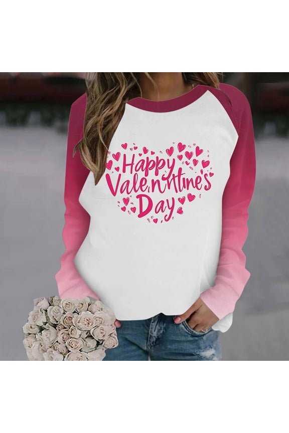 Valentine Shirts for Women Love Heart Crewneck Sweatshirt Cute Gnome Sweater Tops Pullover Outfits