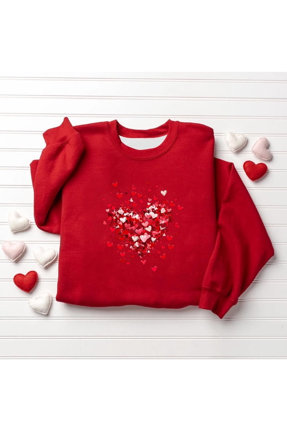 Valentines Sequins Sweatshirts Women Valentine Heart Sweatshirt Casual Glitter Heart Graphic Pullover Tops