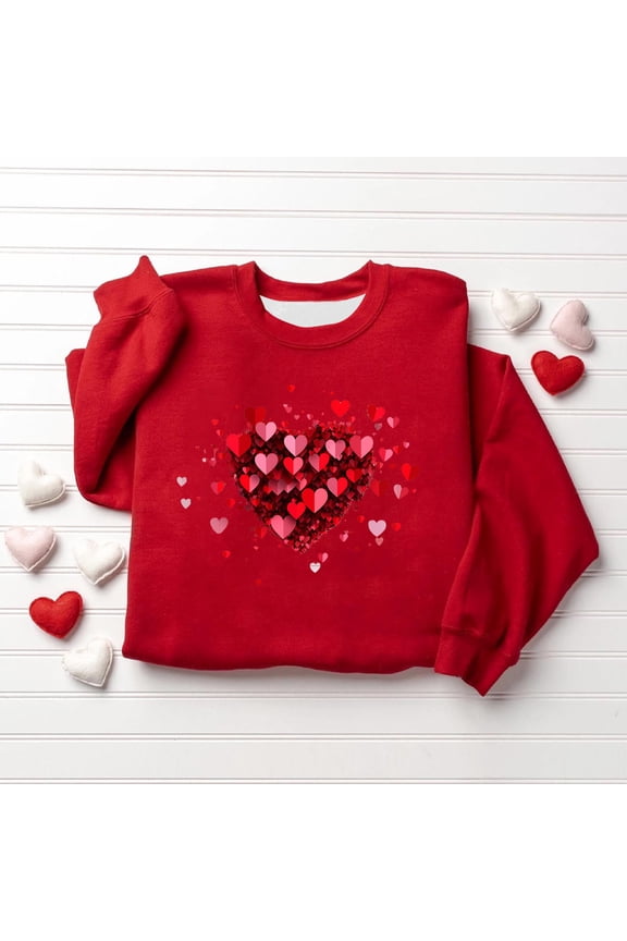 Valentines Sequins Sweatshirts Women Valentine Heart Sweatshirt Casual Glitter Heart Graphic Pullover Tops