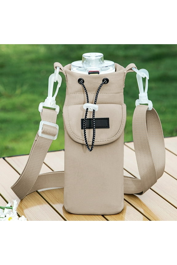 Water Bottle Holder with Strap, Waterproof Insulated Water Bottle Carrier Sling Bag, Tumbler Bag Cup Sleeve Crossbody Pouch for Walking Hiking Travelling Carrying