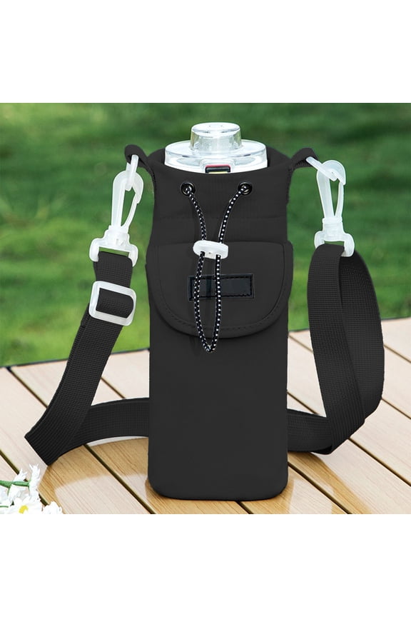 Water Bottle Holder with Strap, Waterproof Insulated Water Bottle Carrier Sling Bag, Tumbler Bag Cup Sleeve Crossbody Pouch for Walking Hiking Travelling Carrying