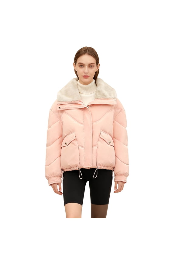 Winter Down Jacket Women Parkas Short Cotton Padded Jackets Loose Cotton Coat Female Big Wool Collar Outwear Thick Tops