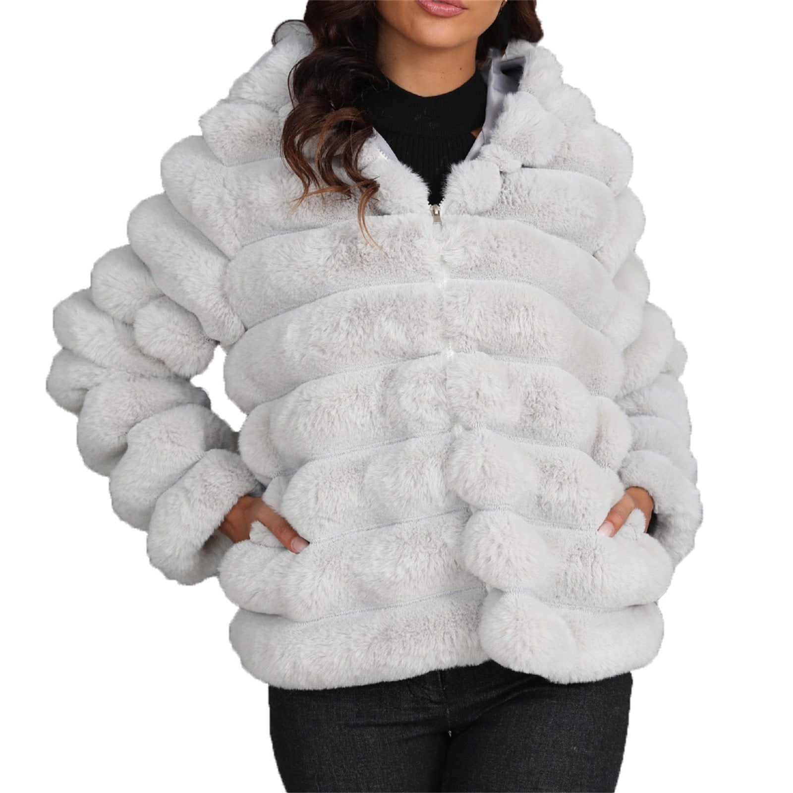 Casual Fleece Fuzzy Coats Faux Shearling Shaggy Jacket