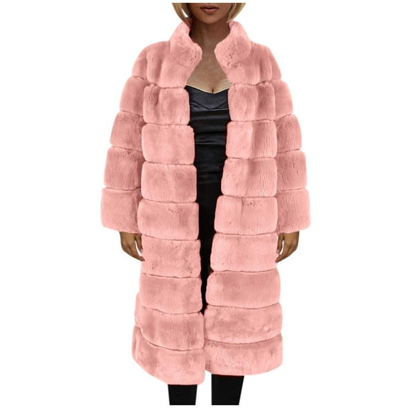 Sokhug Women Faux Fur Winter Coats Comfort Warm Outerwear Open Front Long Cardigan Overcoat Jacket
