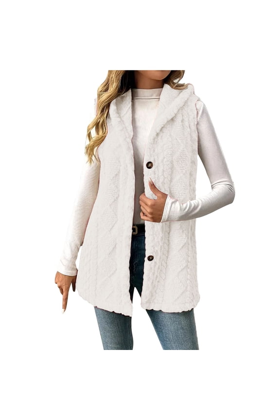 Women Fleece Vest Winter Versatile Double-Sided Hooded Sleeveless Outerwear for Warm Casual Layered Outfits