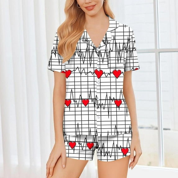 Sokhug Women Satin Pajamas Shorts Sets Silk PJs 2 Piece Outfits Collar Long Sleeve Button Down Shirt Lounge Pants Sets