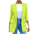 thumbnail image 1 of Sokhug Women's Blazer Open Front Cardigan Jacket Work Office Blazer Solid Color Long Sleeved Lapel Suit Jacket, Yellow, 1 of 5