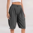thumbnail image 1 of Sokhug Women's Capri Pants Elastic Waist Drawstring Summer Solid Cropped Balloon Pants with Side Pockets, 1 of 8