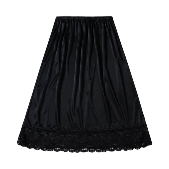 Sokhug Women's Casual Underskirt Satin Half Slip Lace Trim Mid-Length Anti-Static Slips for Under Dresses