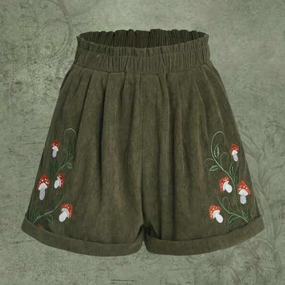 Sokhug Women's Corduroy Loose Casual Wide Leg Shorts Fashionable Ladies Short