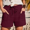 thumbnail image 1 of Sokhug Women's Drawstring Elastic Waist Crinkle Gauze Shorts Casual Loose Rolled Hem Summer Beach Shorts with Side Pockets, 1 of 7