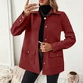 thumbnail image 1 of Sokhug Women's Fall/Winter Wool Blend Coat Long Sleeve Collared Solid Color Jacket with Buttons & Pockets Trendy Tailored Outerwear, 1 of 6