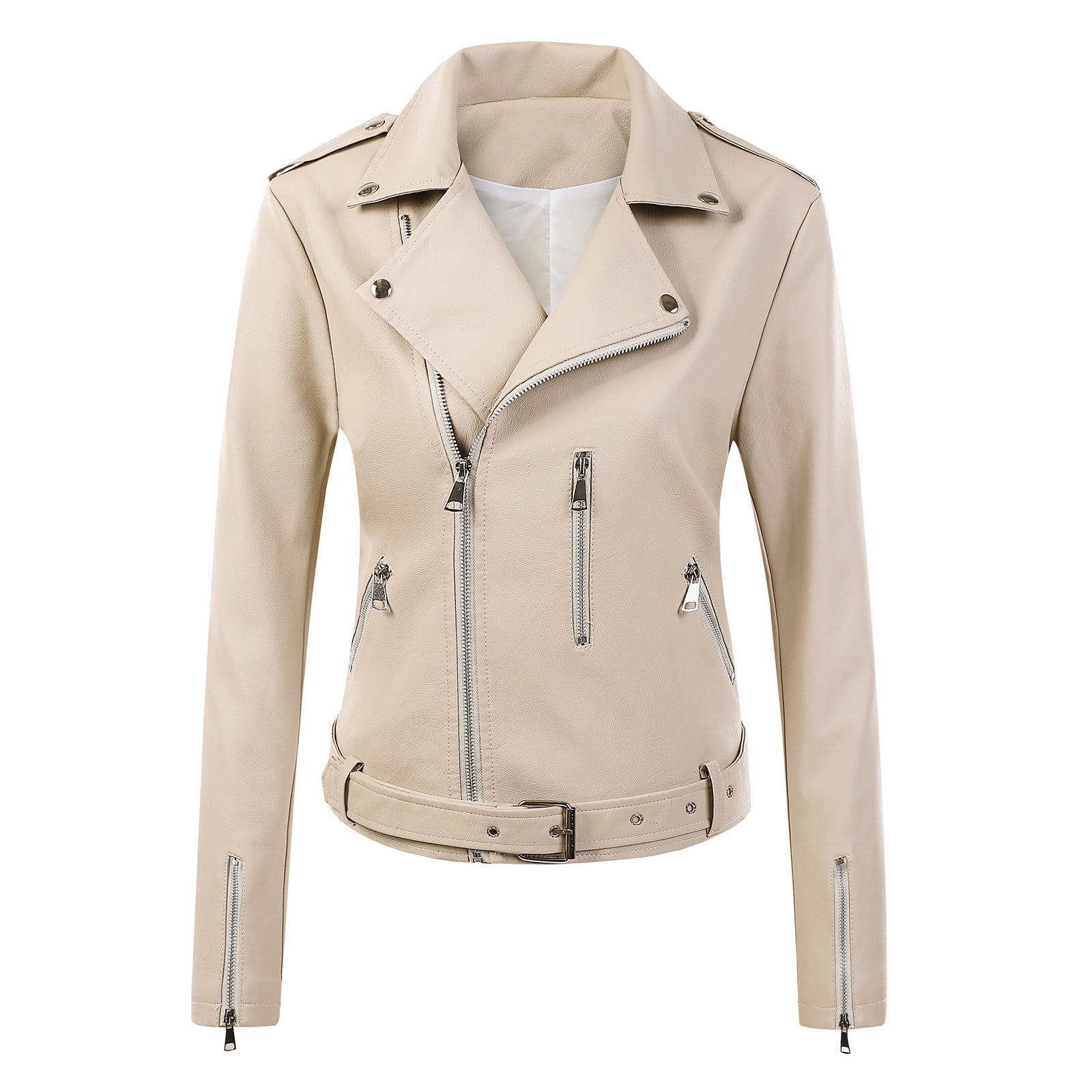 Tinsel Women's Faux Leather Flyaway Collar Jacket Brown Size