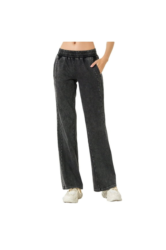 Women's High Waist Loose Versatile Jeans Women's High Elastic And Slim Double Pocket Elastic Sports Fitness Casual Pantsnts