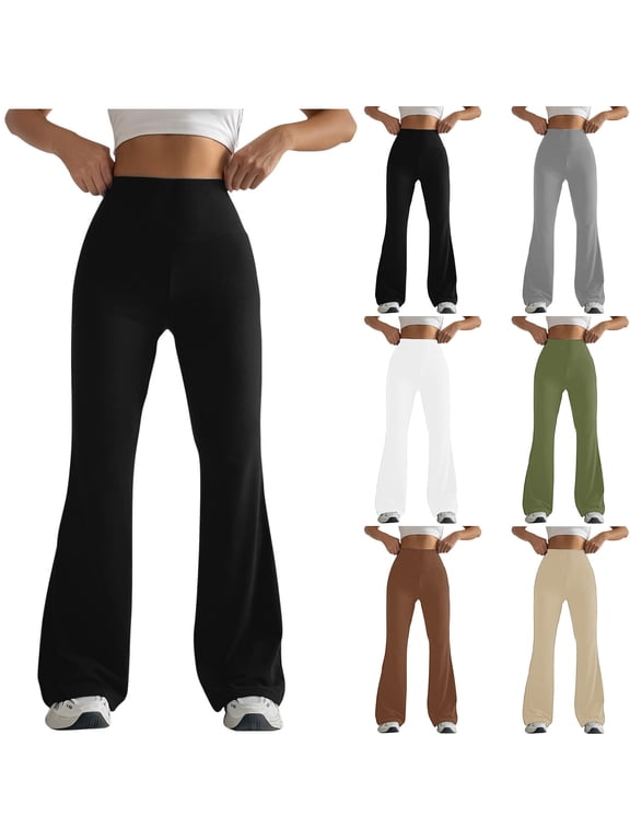 Women's High Waisted Bootcut Leggings Tummy Control Yoga Pants Stretchy Flare Pants Solid Color Workout Running Tight Fitting Hip Shaping Flared Pants