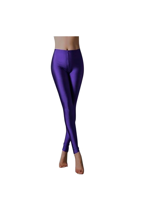 Women's Leggings Slim Fit Shiny Shimmer Pants Glitter Stretch Skinny Elastic Waist Tights Pants