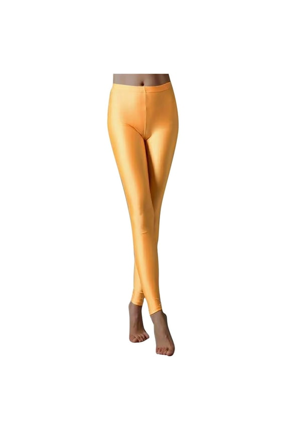 Women's Leggings Slim Fit Shiny Shimmer Pants Glitter Stretch Skinny Elastic Waist Tights Pants