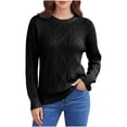 thumbnail image 1 of Sokhug Women's Long Sleeve Cable Knit Pullover Sweater Cream Sweater Crew Neck Casual Fall Winter Chunky Knit Pullover Tops, 1 of 9