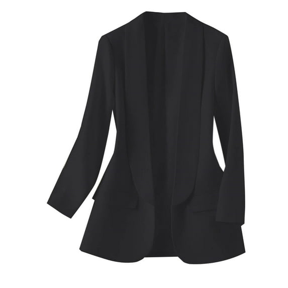 Sokhug Women's Long Sleeve Formal Notch Lapel Button Down Business Blazer Jacket, Black