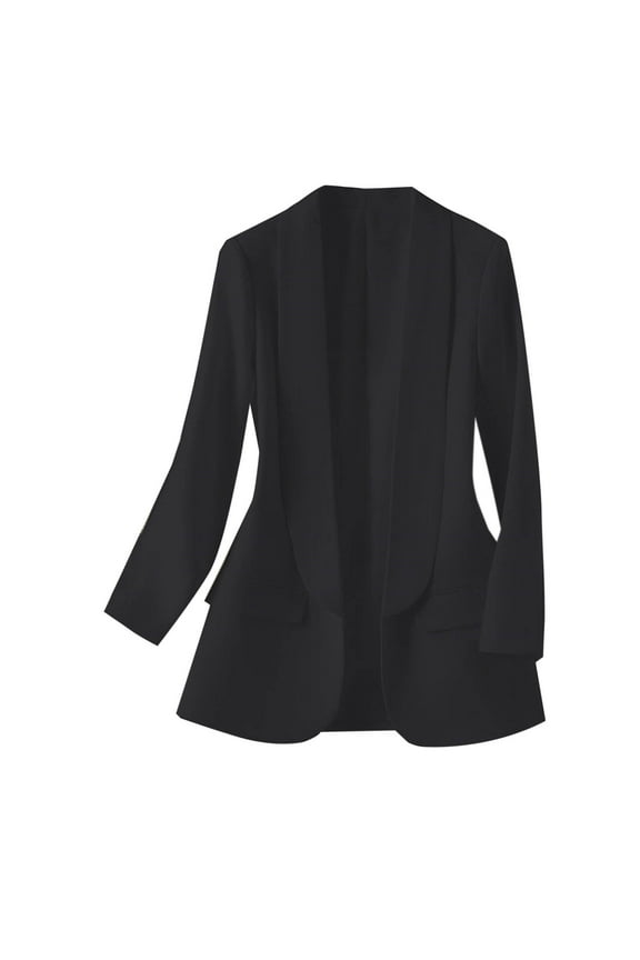 Women's Long Sleeve Formal Notch Lapel Button Down Business Blazer Jacket, Black