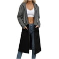 thumbnail image 1 of Sokhug Women's Long Sleeve Long Hooded Open Front Cardigan Jacket With Pockets Casual Lightweight Duster Coat Fall And Winter, 1 of 7