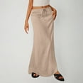 thumbnail image 1 of Sokhug Women's Maxi Skirt Cotton Blend Elastic Waist Drawstring Casual Flowy A-Line Long Skirt, 1 of 7