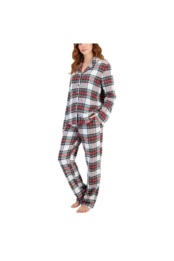 Women's Petite Flannel Button Down Pajama Set Petite Size Cotton Pjs