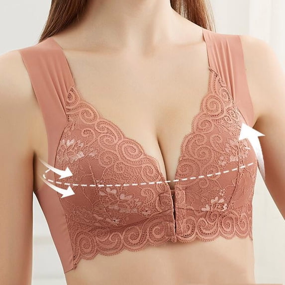 Sokhug Women's Plus Size Bra,Casual Lace Shaping Cup Plus Size Extra-Elastic Wirefree Underwear