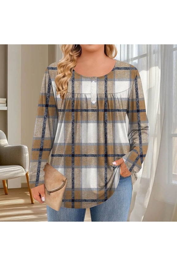 Women's Plus Size Tunic Tops Long Sleeve Pleated Casual Swing Spring/Summer Tee Shirts for Leggings