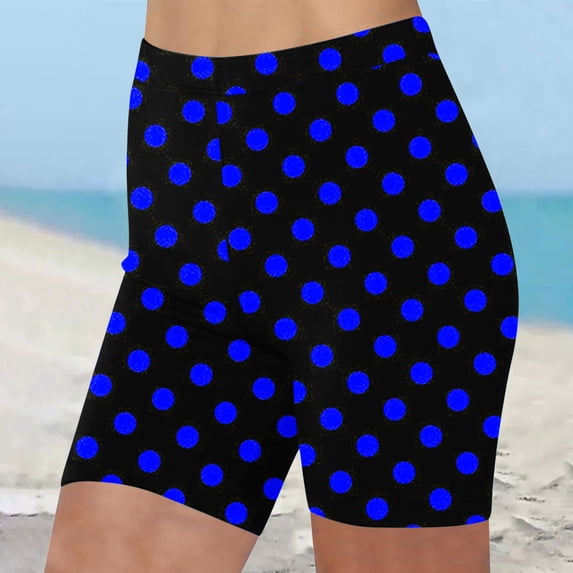 Sokhug Women's Polka Dot Biker Shorts High Waisted Stretchy Printed Workout Shorts for Yoga Running Casual Wear