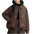 thumbnail image 1 of Sokhug Women's Quilted Thick Jackets Puffy Solid Long Sleeved Loose Turndown Collar Winter Short Cotton Padded Coat, 1 of 3