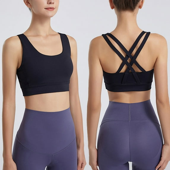 Sokhug Women's Sports Bra Crisscross Back Tops for Running Fitness Yoga Bras