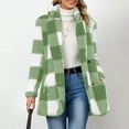 thumbnail image 1 of Sokhug Women's Winter Wool Coat Long Sleeve Collared Double-Breasted Outerwear with Diamond Plaid Pattern & Side Pockets Trendy Flannel Blend Jacket, 1 of 9