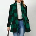 thumbnail image 1 of Sokhug Women's Winter Wool Coat Long Sleeve Collared Double-Breasted Outerwear with Diamond Plaid Pattern & Side Pockets Trendy Flannel Blend Jacket, 1 of 9