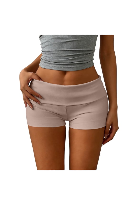 Women's Yoga Shorts Elastic High Waisted Tight-Fit Casual Loose Fit Solid Color Summer Workout Shorts