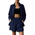thumbnail image 1 of Sokhug Womens 2 Piece Casual Set Plus Size Oversized Button Down Shirt and Elastic Waist Shorts with Pockets Soft Breathable Summer Outfit, 1 of 5