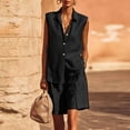 thumbnail image 1 of Sokhug Womens 2-Piece Outfit Sets Sleeveless Top Button-Down Shirt and Wide Leg Bermuda Summer Shorts Sets, 1 of 7