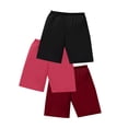 thumbnail image 1 of Sokhug Womens 3 Pack Casual Bermuda Shorts Elastic Waistband Loose Fit Lightweight Summer Loungewear Shorts, 1 of 2