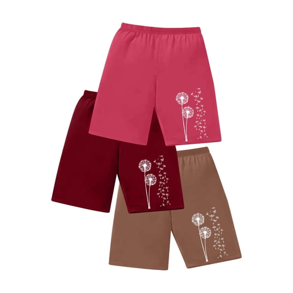 Sokhug Womens 3 Pack Casual Bermuda Shorts Print Elastic Waistband Loose Fit Lightweight Summer Loungewear Shorts