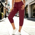 thumbnail image 1 of Sokhug Womens Cargo Jogger Capri Pants Cotton Blend Elastic Drawstring Waistband Casual Loose Fit Multi-Pocket Lightweight Jogger Trousers, 1 of 9