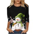 thumbnail image 1 of Sokhug Womens Casual 3/4 Sleeve T Shirts Crew Neck Loose Fit Tunic Tops Solid Basic Tops Tees Black, 1 of 5