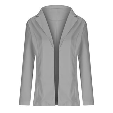 Sokhug Womens Casual Blazer Jacket Long Sleeve Open Front Work Office Blazer Lapel Jacket, Gray