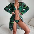 thumbnail image 1 of Sokhug Womens Floral Bikini Set Mesh Cover Up Tie Side Triangle Top Thong Bottom Three Piece Swimwear, 1 of 9